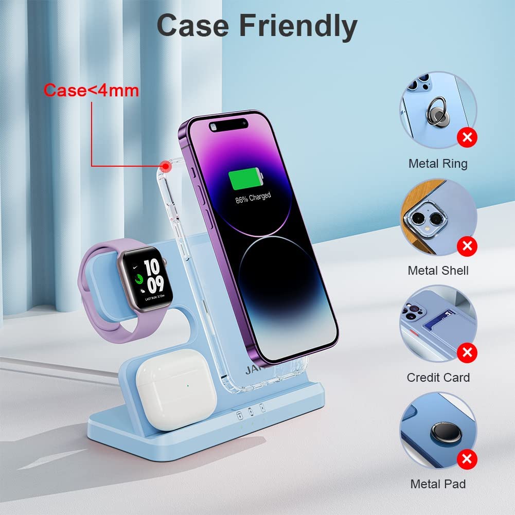 JARGOU Wireless Charging Station Wireless Charger for iPhone 14 13 12 11 Pro Max/X Charging Station for Multiple Devices for Apple Watch Ultra SE 8 7 6 5 4 3 2 for AirPods Pro 3 2