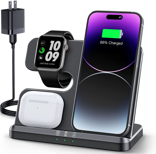 𝟮𝟬𝟮𝟯 𝗡𝗲𝘄 Wireless Charging Station 3 in 1 Wireless Charger for iPhone 14 13 12 11 Pro Max/X/8 Charging Station for Multiple Devices for Apple Watch Ultra SE 8 7 6 5 4 3 2 for AirPods Pro 3 2