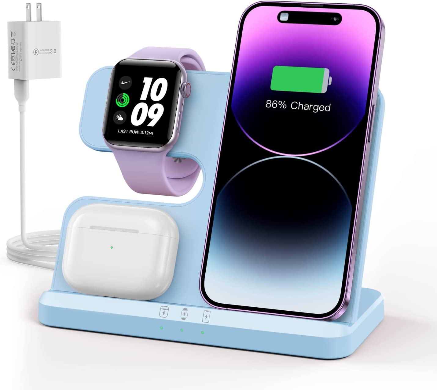 JARGOU Wireless Charging Station Wireless Charger for iPhone 14 13 12 11 Pro Max/X Charging Station for Multiple Devices for Apple Watch Ultra SE 8 7 6 5 4 3 2 for AirPods Pro 3 2